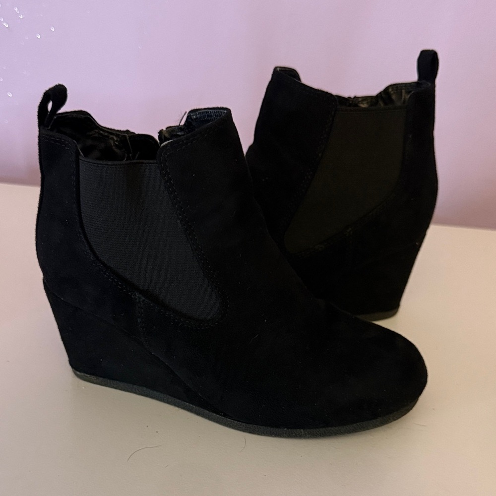 Elegant Black Wedge Ankle Boots